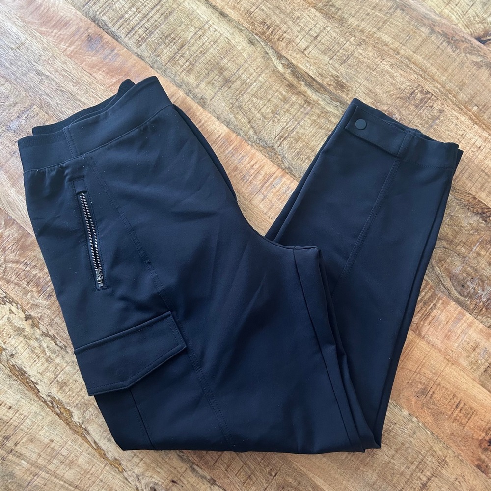 Athleta Headliner Cargo Pants Black Tapered Snap Cuff Size 14